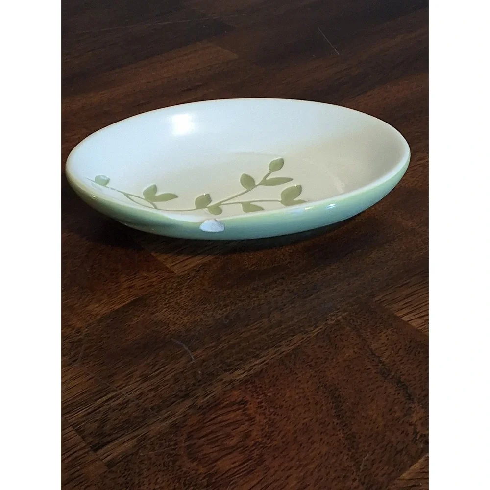 Bed Bath & Beyond Spring Lake Ceramic Bathroom Set Sage Green Leaf 3 Piece